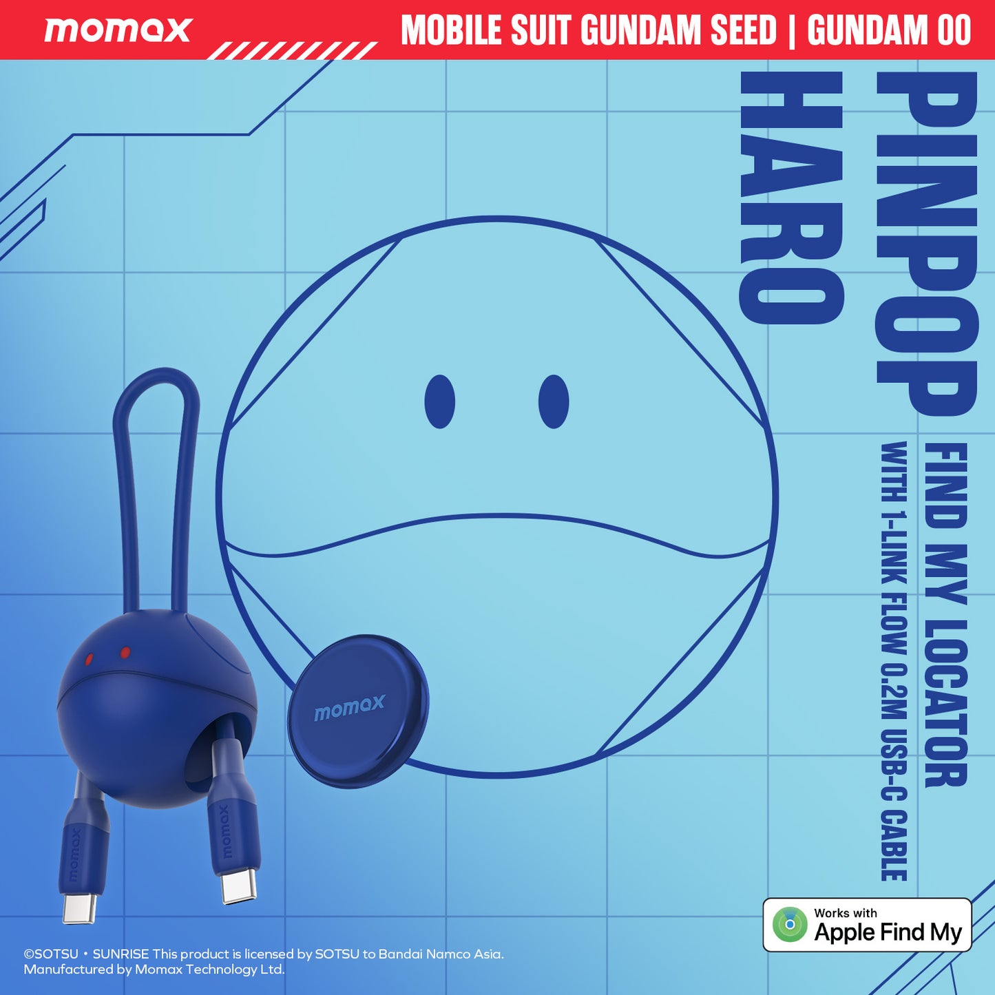 MOMAX Gundam Haro Find My Tracker - Gundam 00 edition (Blue)