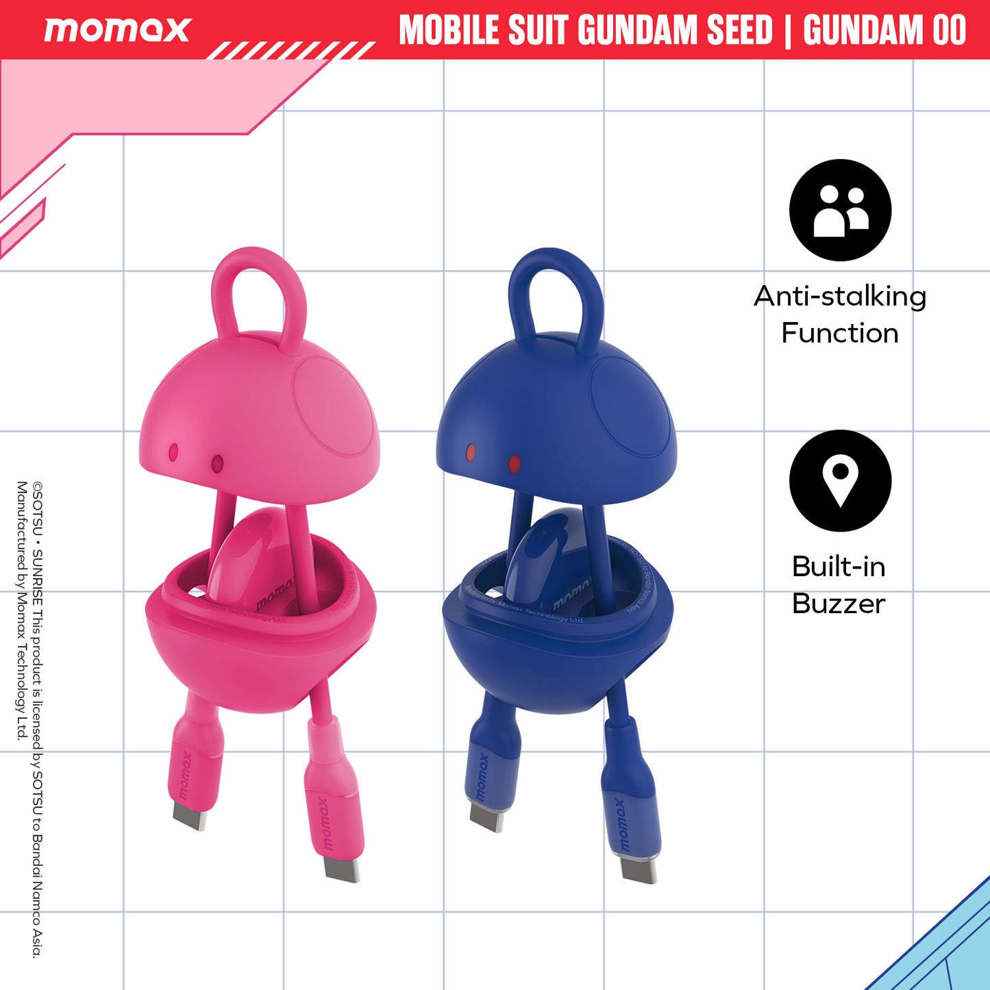 MOMAX Gundam Haro Find My Tracker - Gundam 00 edition (Blue)